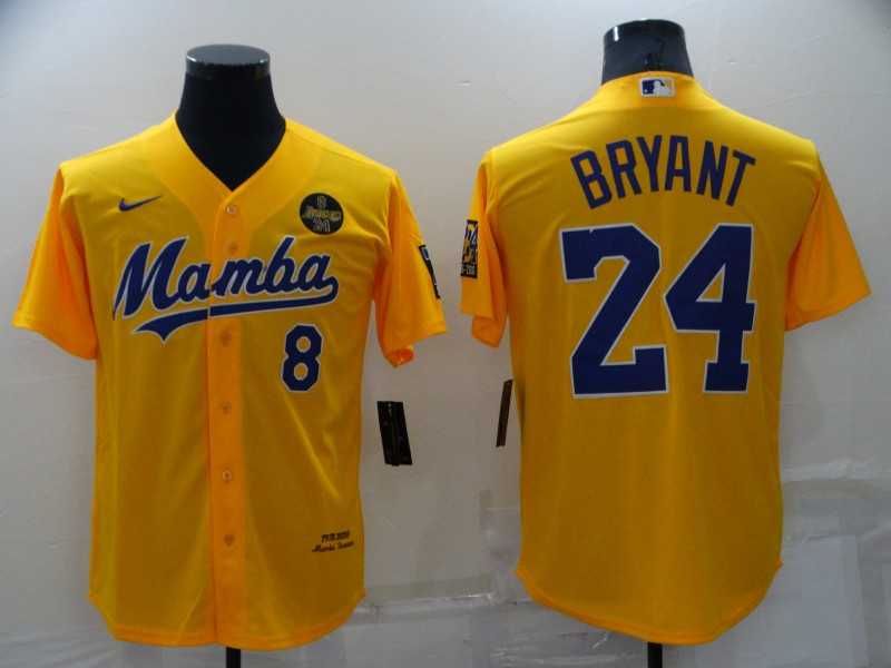 Los Angeles Lakers #8 #24 Kobe Bryant Mamba Yellow Men's Stitched Cool Base Nike Baseball Jersey,We sell and wholesale Los Angeles Lakers #8 #24 Kobe Bryant Mamba Yellow Men's Stitched Cool Base Nike Baseball Jersey on line form chian!